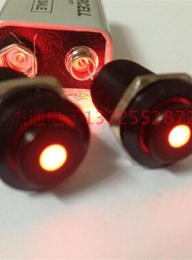 12mm金属按钮按键开关 高头自锁带LED灯镀黑外壳中间带亮点红色