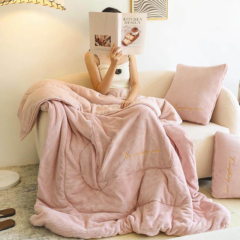 多功能冬季加厚牛奶绒抱枕被子两用靠垫枕头毯午休车载办公室折叠 - 图1