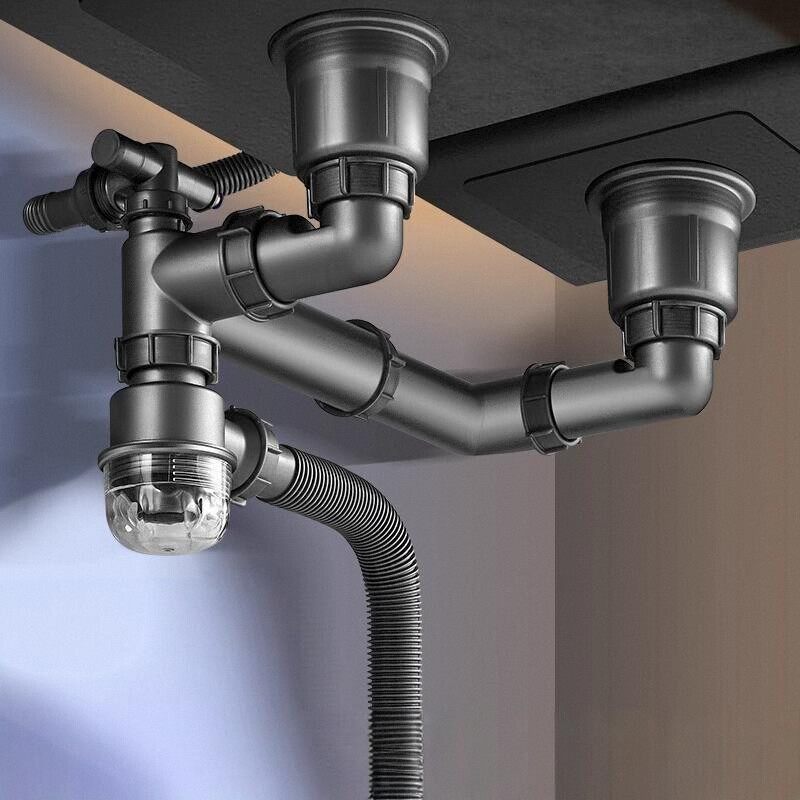 厨房水槽下水管洗菜盆通用全套下水道防反臭排水管双槽下水器套装,淘宝优惠券,粉丝福利购,淘宝优惠卷