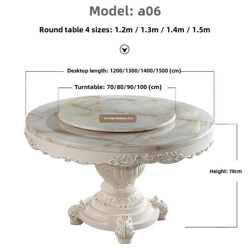 欧式餐桌椅组合大理石实木餐桌家用小户型圆形6人8人带转盘饭桌子,淘宝优惠券,粉丝福利购,淘宝优惠卷
