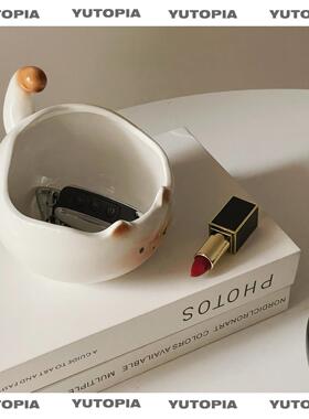 屿轩钥匙收纳摆件入户玄关置物架首饰化妆品收纳盒陶瓷乔迁新居