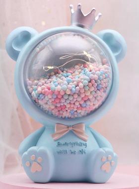 梦幻少女心可爱熊小夜灯女生卧室床头桌面装饰星星灯摆件七夕礼物