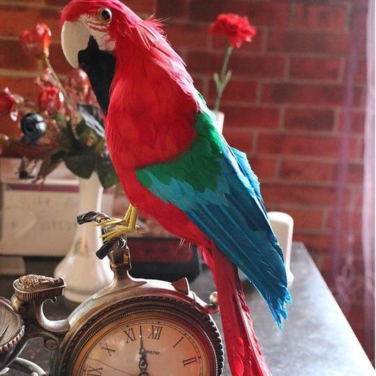 Simulated feather macaw ornaments landscape decoration window display props colorful feather bird exquisite ornaments