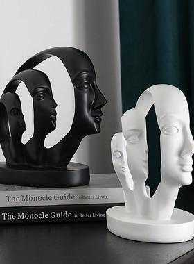 抽象艺术摆件桌面黑白舞者创意人物小众高级感家居简约现代装饰品