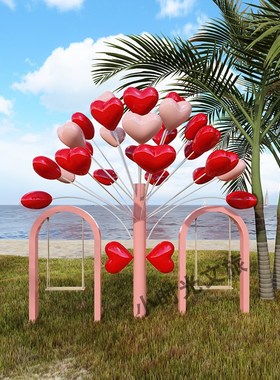 户外景区网红打卡爱心摆件露营花海布置装饰拍照道具造景装置景观