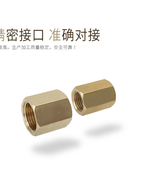 气动接头全铜双内丝接头六角通心内丝直通对接1分2分4分3分6分1寸
