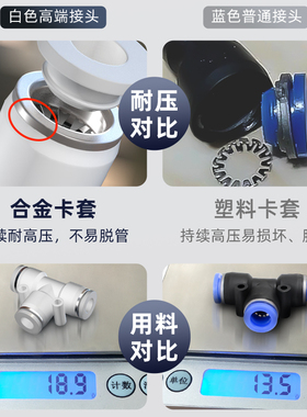 气管快速接头PE PY三通变径T型Y型6 8转4 10mm气动快插高压软管汽