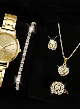 时尚金色女士简约爱心项链礼盒装七夕情人节礼物送女朋友饰品全套