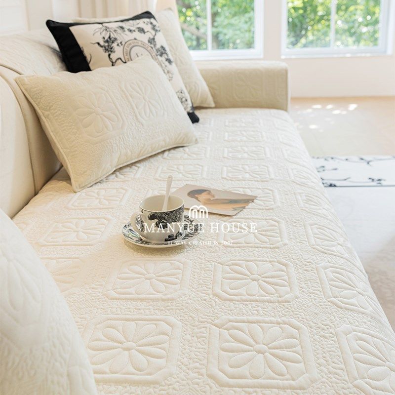 蔓越家 复古砖 奶油色沙发垫法式档客厅沙发罩巾防滑坐垫子,淘宝优惠券,粉丝福利购,淘宝优惠卷