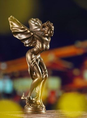 刻己飞天女神装饰摆件国潮艺术创意桌面摆件黄铜雕塑书房家居饰品