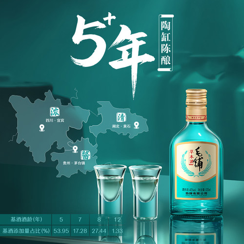 劲牌毛铺草本酒绿荞125ml42度白酒基酒正品旗舰店口粮酒苦荞酒 - 图0