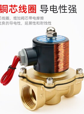 常闭电磁阀水阀铜开关气阀控制阀AC220V电磁电阀24V铜线4分6分2分