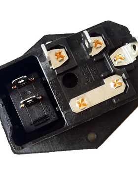AC220V电源插座带船形开关黑色保险丝电脑机箱仪器安装耳品字新品