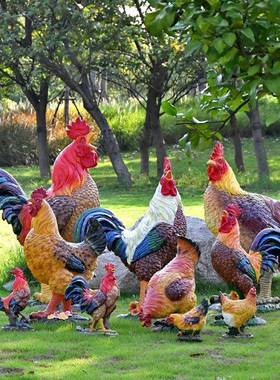 户外园林景84382公雕观塑饭店农场仿真公母鸡动物园摆件花园鸡庭