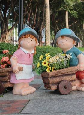 户外园林景观雕园塑卡通人物摆J-G6332件庭子院院幼儿装别墅花饰