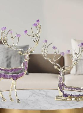 一鹿厅发财水一鹿生财晶财招鹿摆饰件客酒柜电视柜玄关装公司开业