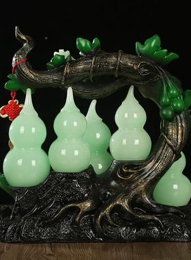 五福999-7临门招财金蟾葫芦开件客厅酒摆柜玄关家居装饰玉品乔迁