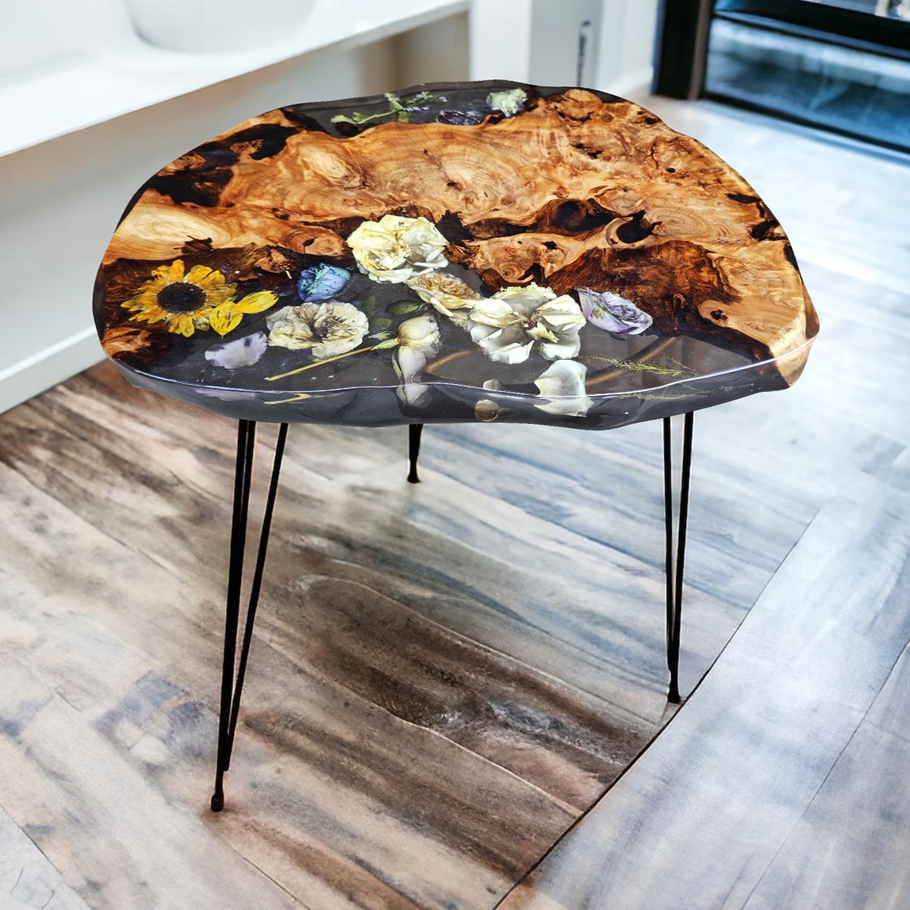 树脂河流桌茶几实木桌小户型轻奢现代简约2025新款网红花几客厅 - 图3