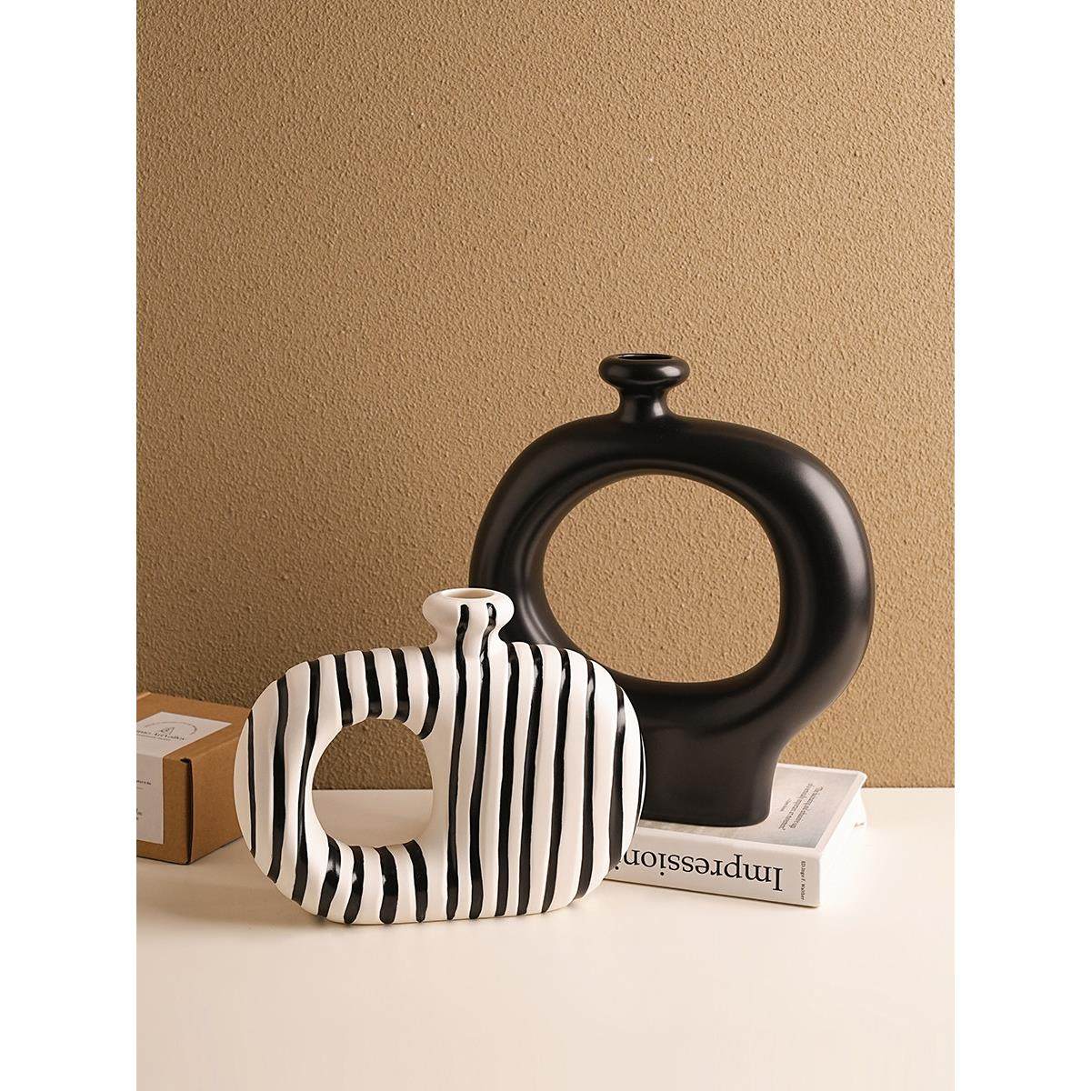 中古简约陶瓷花瓶摆件客厅插花轻奢高级感民宿桌面电视柜装饰花器,淘宝优惠券,粉丝福利购,淘宝优惠卷