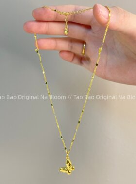 法式轻奢金色镭射蝴蝶锁骨链