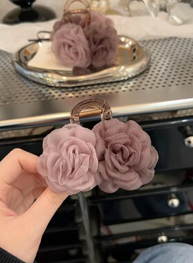 超美双花粉紫色优雅头饰发抓扎头发发夹后脑勺盘发韩版新款发饰