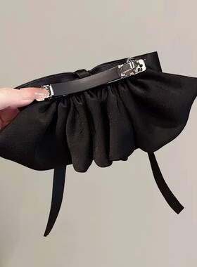 韩系温柔黑色裙摆蝴蝶结发夹女甜美后脑勺盘发鲨鱼夹鸭嘴夹香蕉夹
