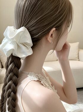 名狐白色星星缎面大肠发圈