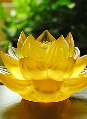 水琉璃莲花居家客厅桌面装饰摆饰荷花莲花工艺礼品摆饰DIY配件配