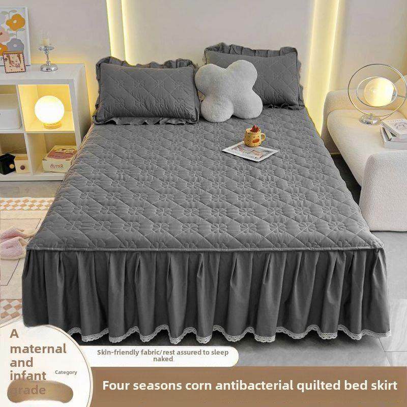 夹棉床裙水洗棉防尘单双人亲肤棉床罩防滑保护套四季用席梦思床套,淘宝优惠券,粉丝福利购,淘宝优惠卷