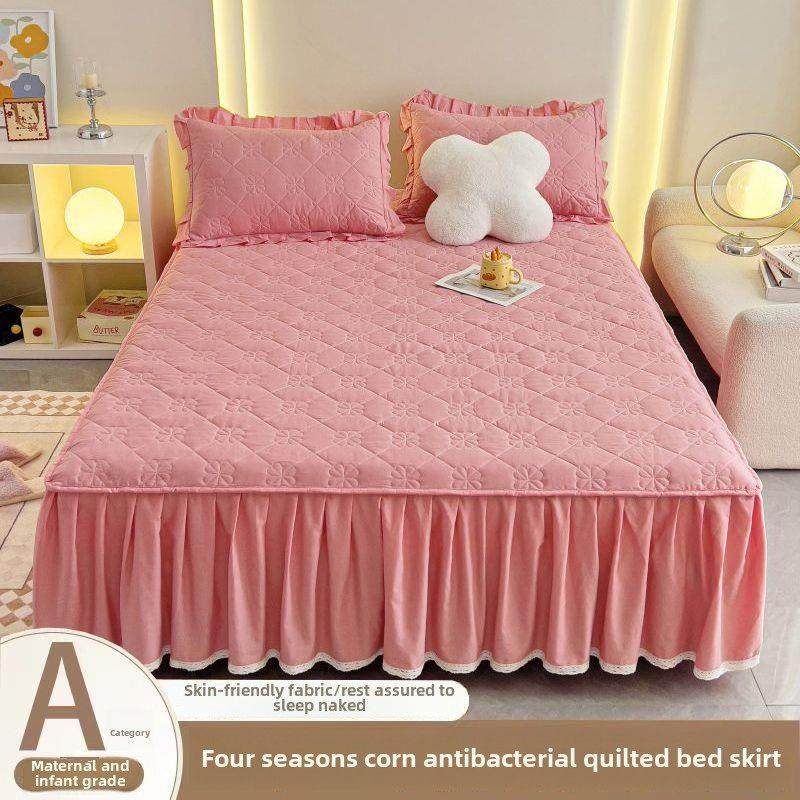夹棉床裙水洗棉防尘单双人亲肤棉床罩防滑保护套四季用席梦思床套,淘宝优惠券,粉丝福利购,淘宝优惠卷