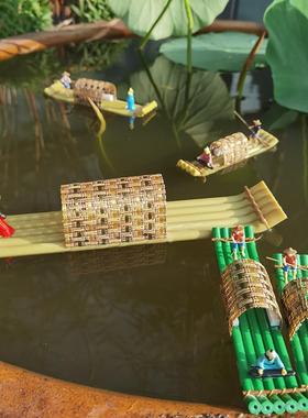 中国风木船模型摆件工艺品手工船摆件实木船渔船乌篷船帆船观光船