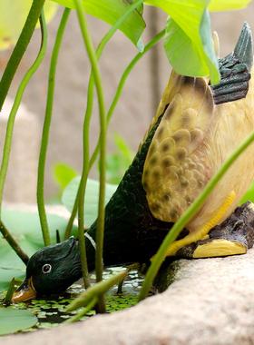 庭院造景布置仿真鸭子花园装饰摆件假山水景园林户外水池鱼池摆设