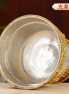 用品杯供水杯尼泊尔手工铜鎏金银佛前水供杯八吉祥供水碗