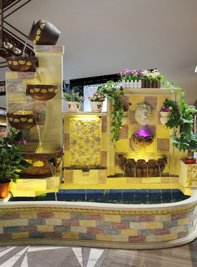 大型欧式假山流水景喷泉鱼池庭院家居客厅阳台落地循环幕生财