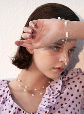 复古几何不规则淡水珍珠手链简约时尚设计手环欧美宫廷风气质手饰