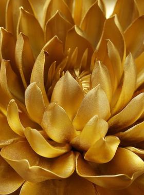 金色帝王莲花摆件新中式陶瓷客厅佛堂装饰工艺品佛前荷花禅意香插