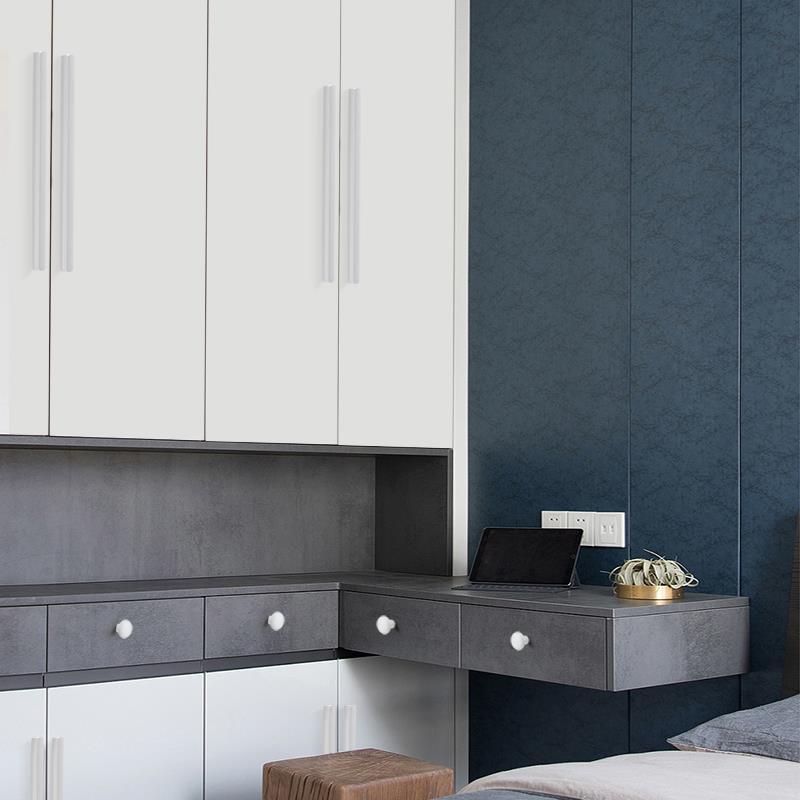 橱柜抽屉实心拉手美式衣柜把手柜子现代简约柜门铝合金白色拉手 - 图2