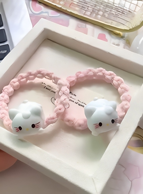超可爱趴趴猫多巴胺发圈ins少女发绳彩色情侣皮筋闺蜜发饰头饰