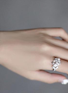 年新款戒指女潮小众设计高级感食指戒时尚个性珍珠夸张饰品酷