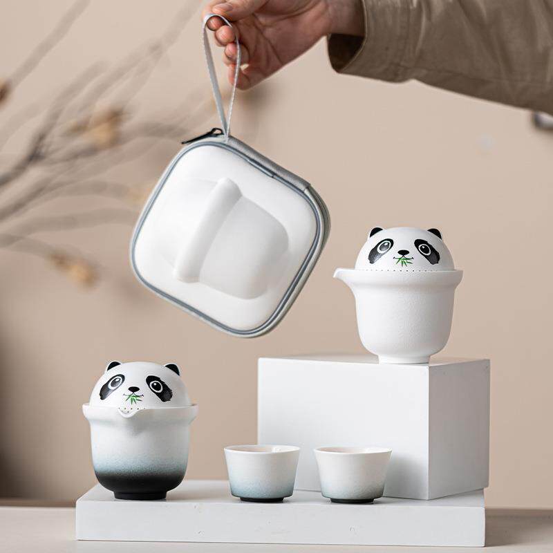 Panda hand-caught travel tea cup tea set tea cup hn-xm005 portable storage pot set O-pack fast customer opening business