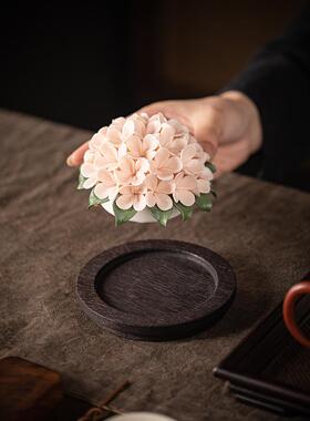 中式陶瓷绣球花工艺品线香插香托香座香薰炉摆件创意花团桌面装饰