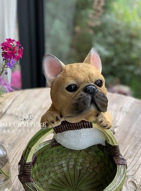 玄关收纳摆件美式家居饰品客厅装饰门口鞋柜上放钥匙小狗摆设