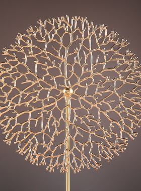 轻奢家居饰品创意艺术铜艺摆件黑水晶珊瑚摆设客厅玄关摆设工艺品