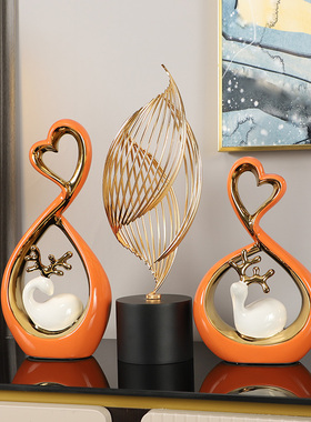 创意陶瓷摆件抽象风生水起客厅酒柜玄关电视柜装饰品轻奢结婚礼物