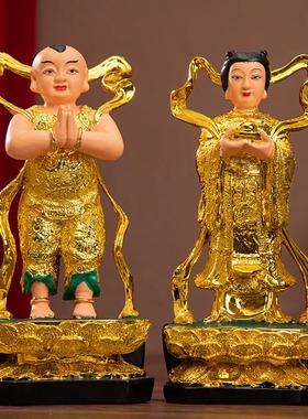 厂家直销金童玉女佛像善财童子善财龙子龙女观音佛像护法
