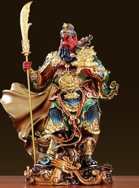 纯铜太古彩立刀关公摆件武财神爷关羽关二爷神像客厅公司招财摆件
