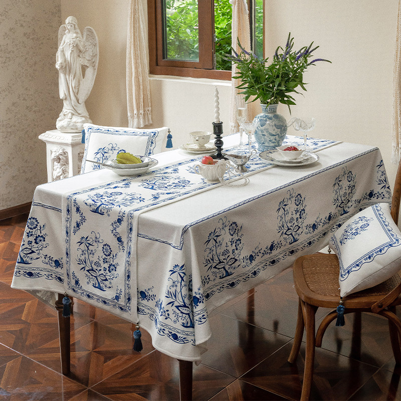 防水桌旗法式桌布新中式氛围感茶几桌布边柜盖布长条青花台布定制,淘宝优惠券,粉丝福利购,淘宝优惠卷