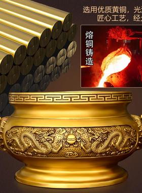 纯铜双龙香炉圆底加厚大号龙凤家用家居寺庙佛堂鼎聚宝盆中式祠堂