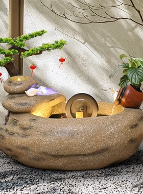 庭院中式户外流水喷泉客厅阳台鱼池办公室鱼缸循环水景观落地摆件