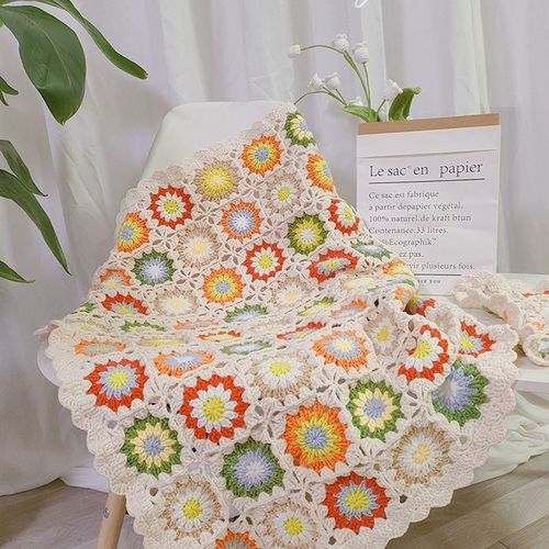 可爱羊咩咩毯子diy编织材料包毛线钩针祖母格毯子手工宝宝毯子 - 图3